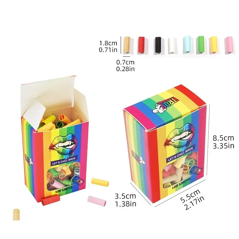 120pcs 7MM Colorful Cigarette Filters Pre-Rolled Paper Cigarette Mouthpieces Filter Tips Full Box Gift For Smokers