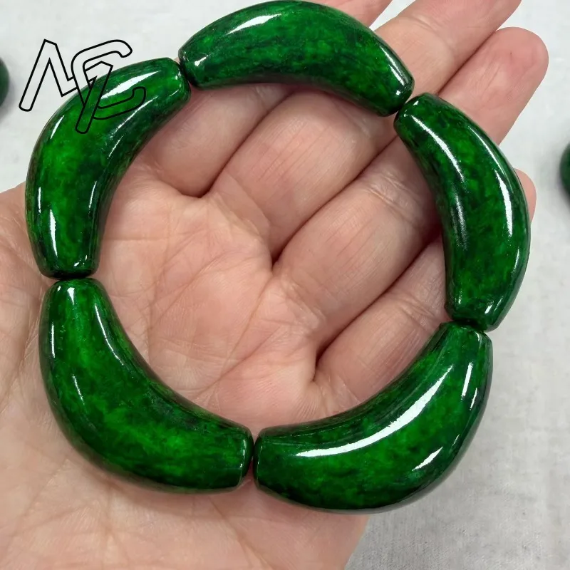 Green Jade Bend Pipe DIY Bracelet Bangle Designer Vintage Jewelry Gifts Women Talismans Charm Luxury Accessories Amulet