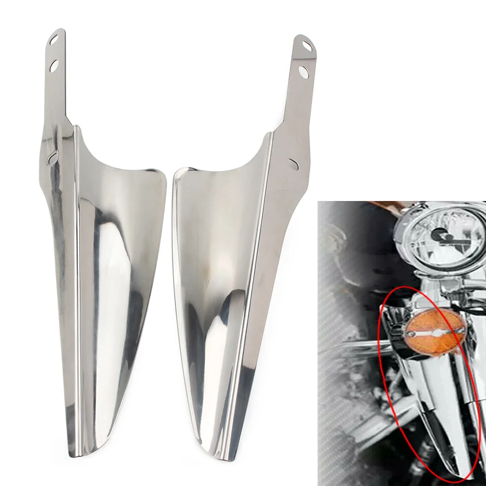 

2Pcs Chrome Motorcycle Front Fork Mount Wind Screen Deflectors For Harley Touring Street Glide Road King FLHT