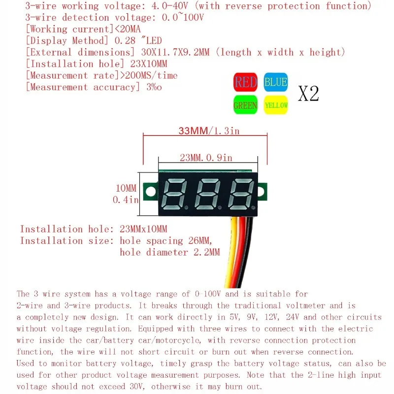 8PCS Mini Digital Voltmeter Gauge Tester 0.28