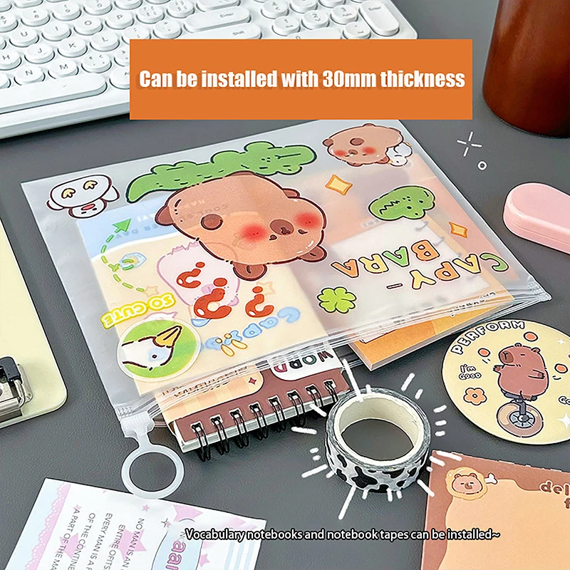 File Pouch Student Stationery Storage Supplies Cute Water Dolphin Finger Ring Label Pouch Waterproof Transparent File Pouch