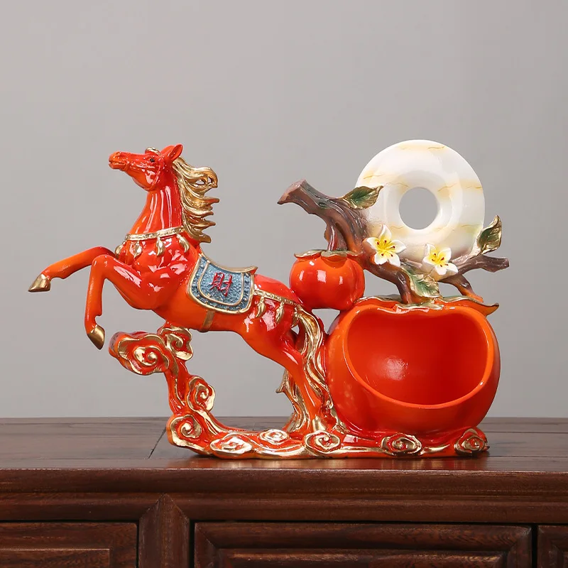 Imagem -03 - Resin Deer Horse Ornaments Decoração para Casa Modelo Animal Presentes de Casamento Feng Shui Figurine Boa Sorte Key Storage Pendant