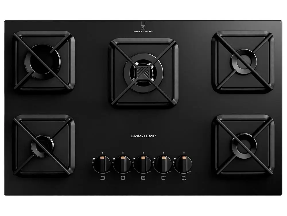 Cooktop 5 Bocas a Gás Brastemp GLP Preto Superautomático BDS75AE - Bivolt