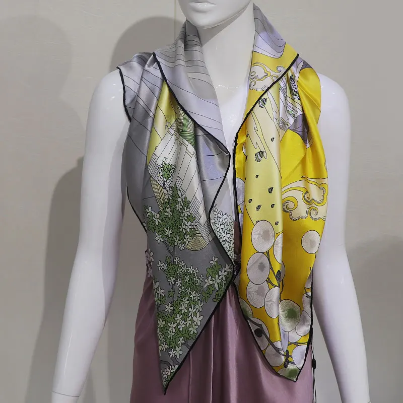 

A versatile and stylish silk square scarf made of 100% mulberry silk, with a size of 86x86cm and a shawl