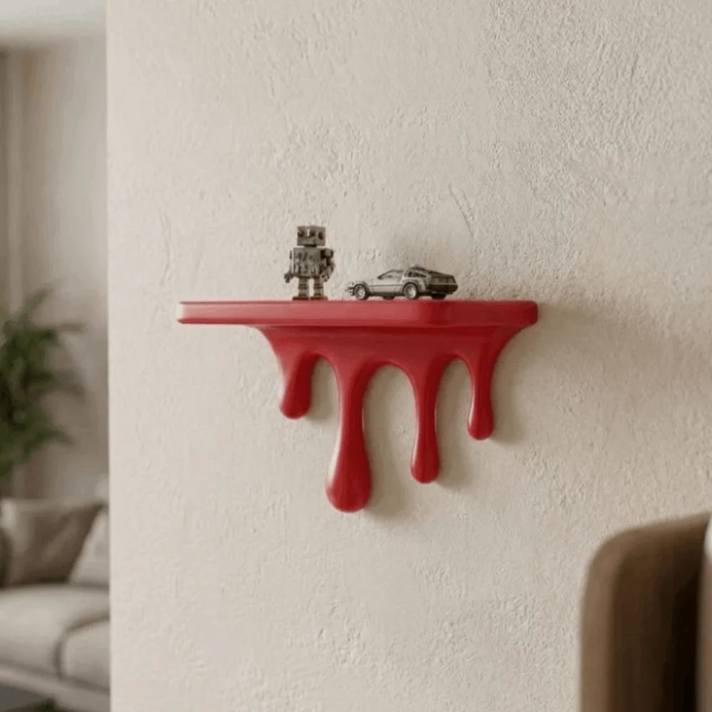 3D Printed Drip Floating Shelf Plastic Stable Wall Storage Rack Irregular Shape Artistic Melting Wall Shelf Collectibles Display