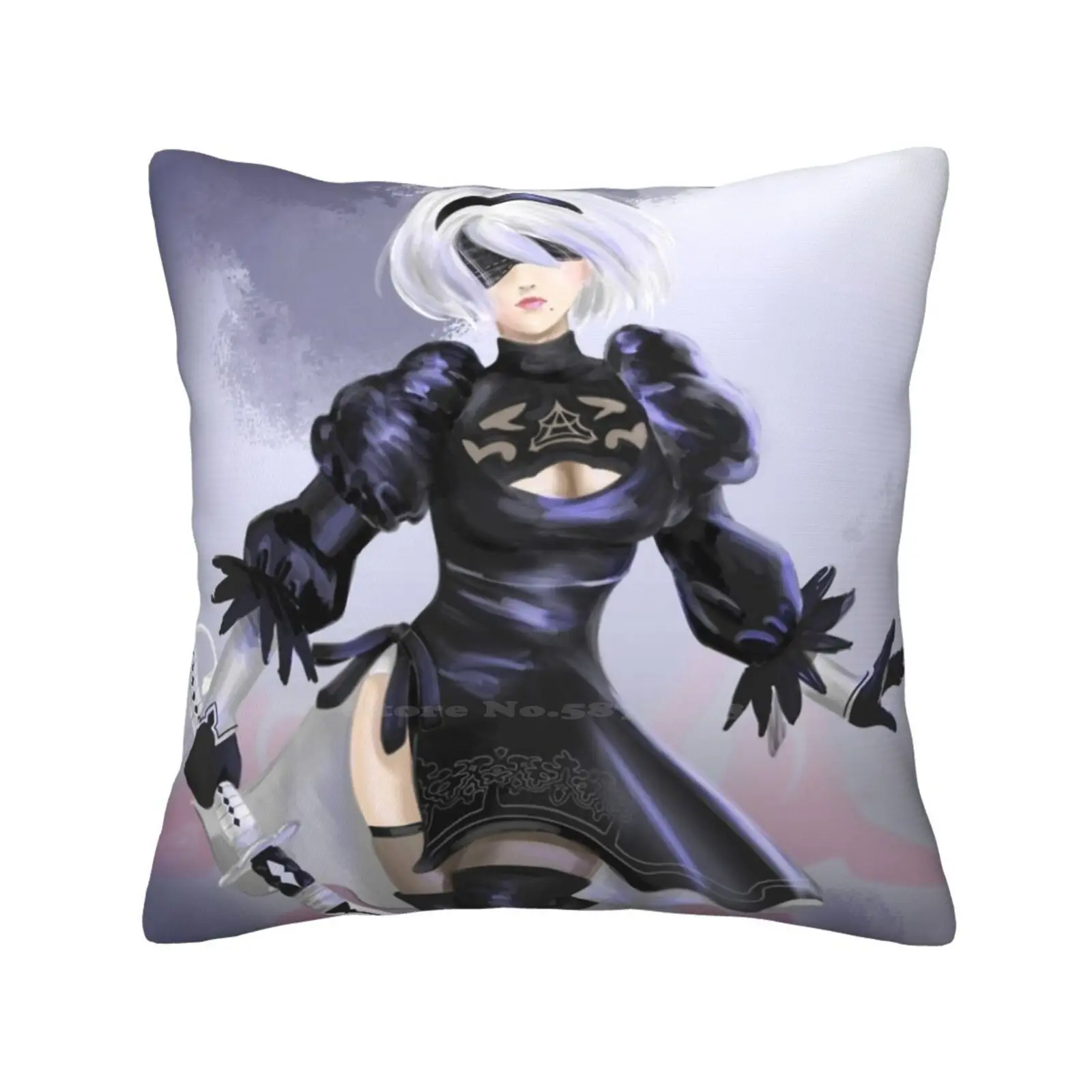 Nier : Automata 2b Yorha Throw Cushion Pillow Cover Nier Automata 2b Yorha Android Fanart