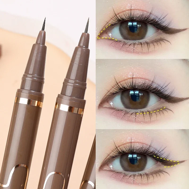 Waterproof Quick Dry Matte Liquid Eyeliner Pen Makeup Lasting Smooth Black Brown sdraiato baco da seta matita per ciglia inferiore cosmetici