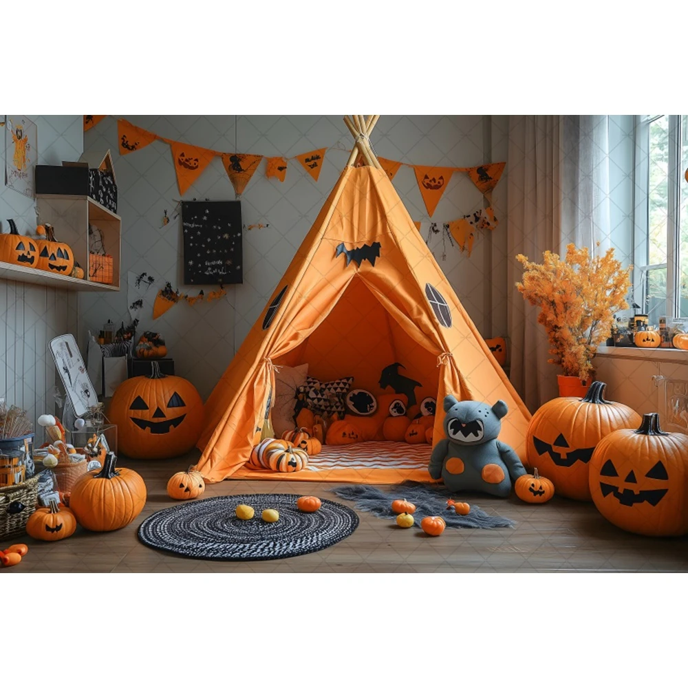 Fantastic Halloween Party Photography Backdrops Forest Tent Baby Photocall Background Studio Photobooth Decoration Props