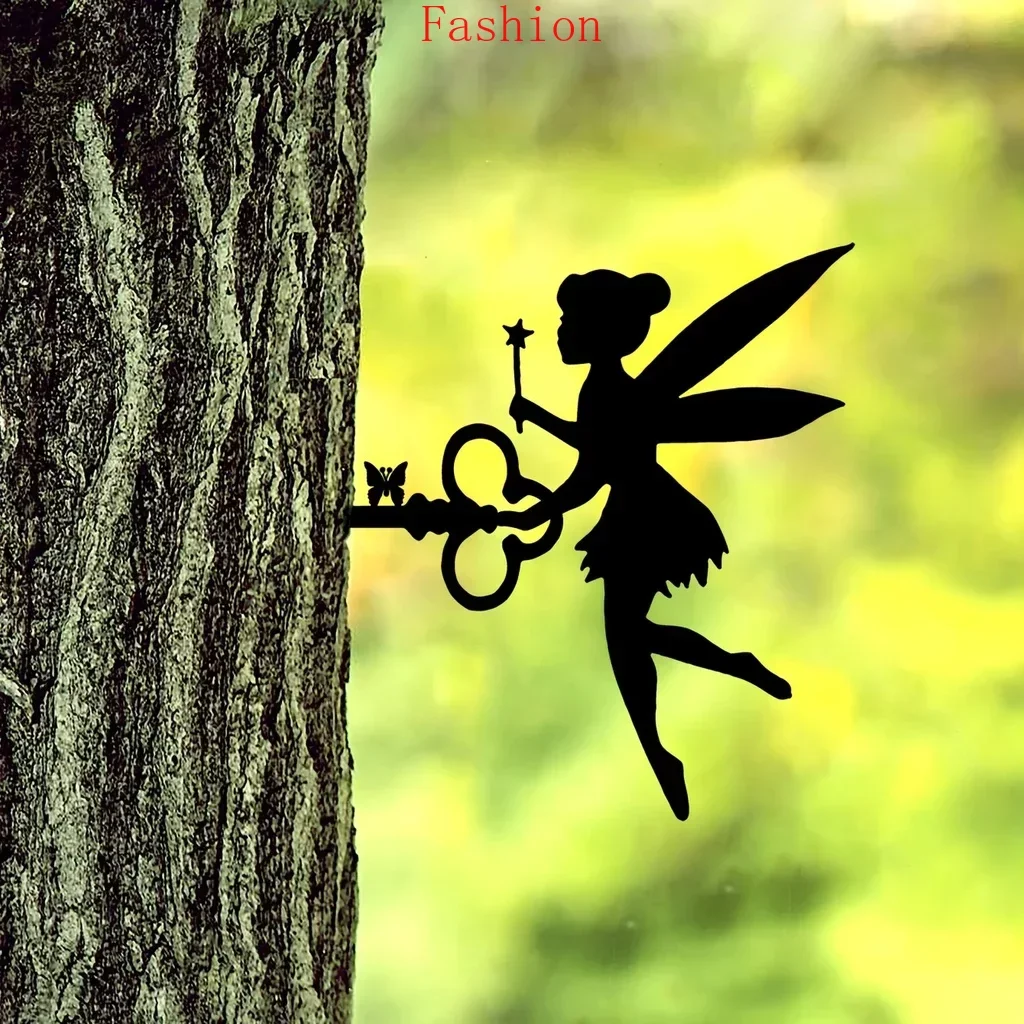 

Fairy Butterfly on Branch Steel Silhouette Metal Outdoor Wall Art Home Garden Yard Patio Outdoor Statue Stake Decoration Perfect