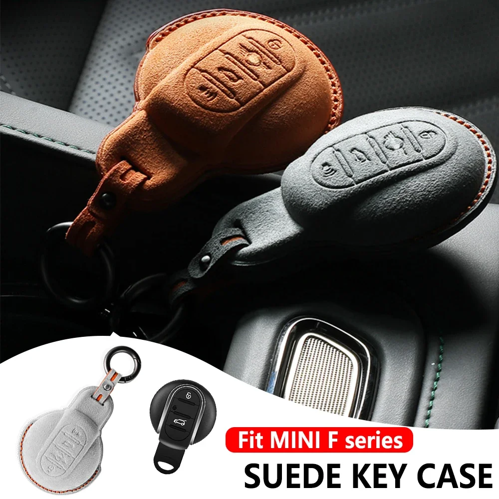 Car Premiun Suede Fur Key Bag Case For MINI Cooper S F54 F55 F56 F57 F60 Keycase Protecter Cover Buckle Auto Style Accessories
