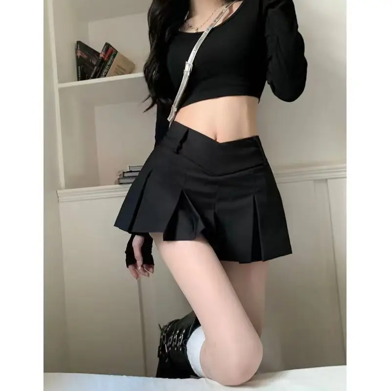 New Fitness and Sports Tennis Skirt for Women, High Waist and Slimming, Fake Two piece Anti Light Half body Folding Skirt Pants