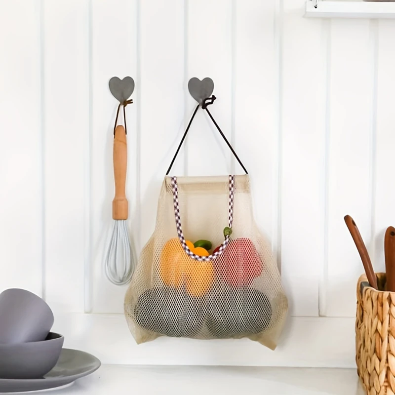 Mesh Hollow Reusable Hanging Bags Fruit & Vegetable Garlic & Onion Storage Bags Household Bags Kitchen Supplies