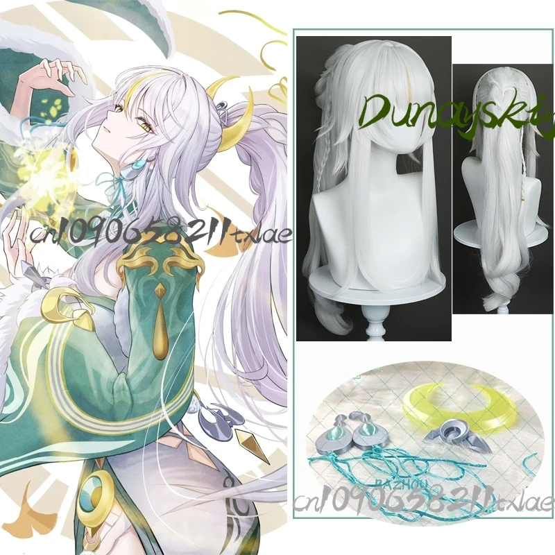 Zibai Genshin Impact Game White Horse Immortal Women Cosplay Wig Handmade Pros Headwear 3D Party Carnival Role Play Halloween
