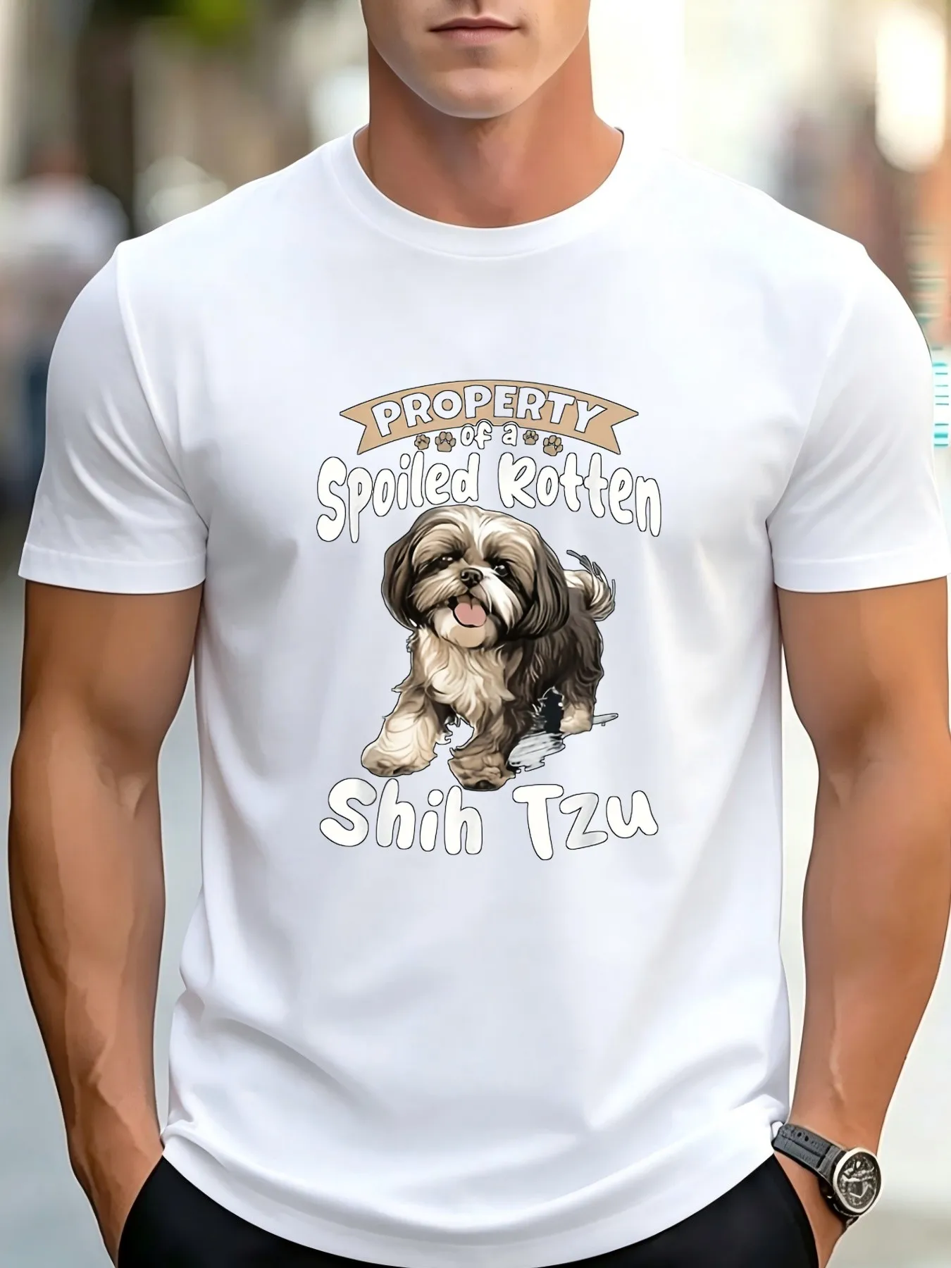 Shih Tzu Graphic Tee Shih Tzu Lover S Delight Property of a Spoiled Rotten Shih Tzu Graphic Tee Soft Breathable Lightweight T Shirt for Men Unisex Casual Round Neck Tee with Adorable Dog01.jpg