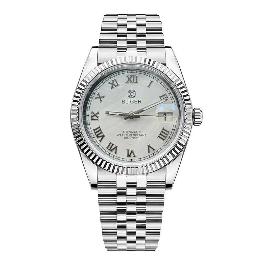 36mm 39mm Sapphire Glass Stainless Steel Watch Dogtooth Log Style NH35 Automatic Movement