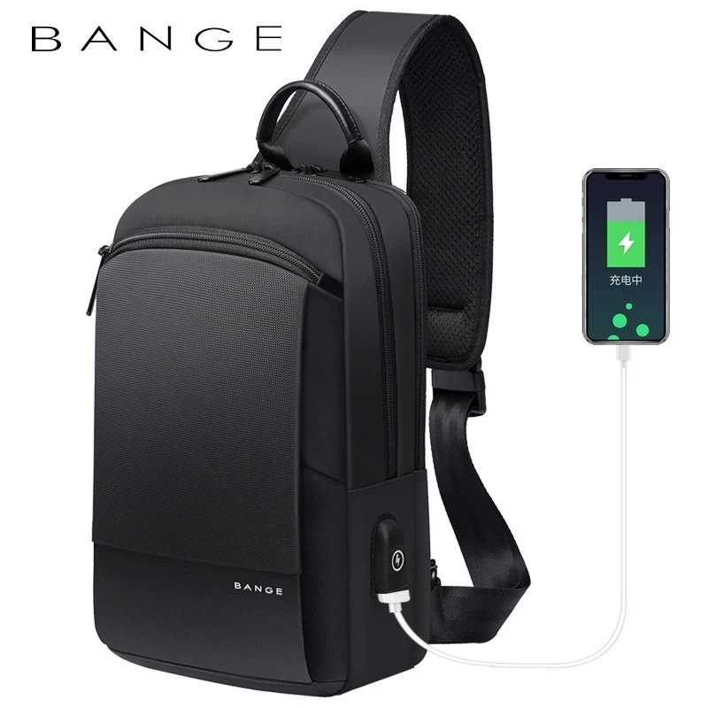 BANGE Fashion Men Travel Waterproof Casual Male Chest Sports Packs Messenger Shoulder Bag Boys Running for iPad mini