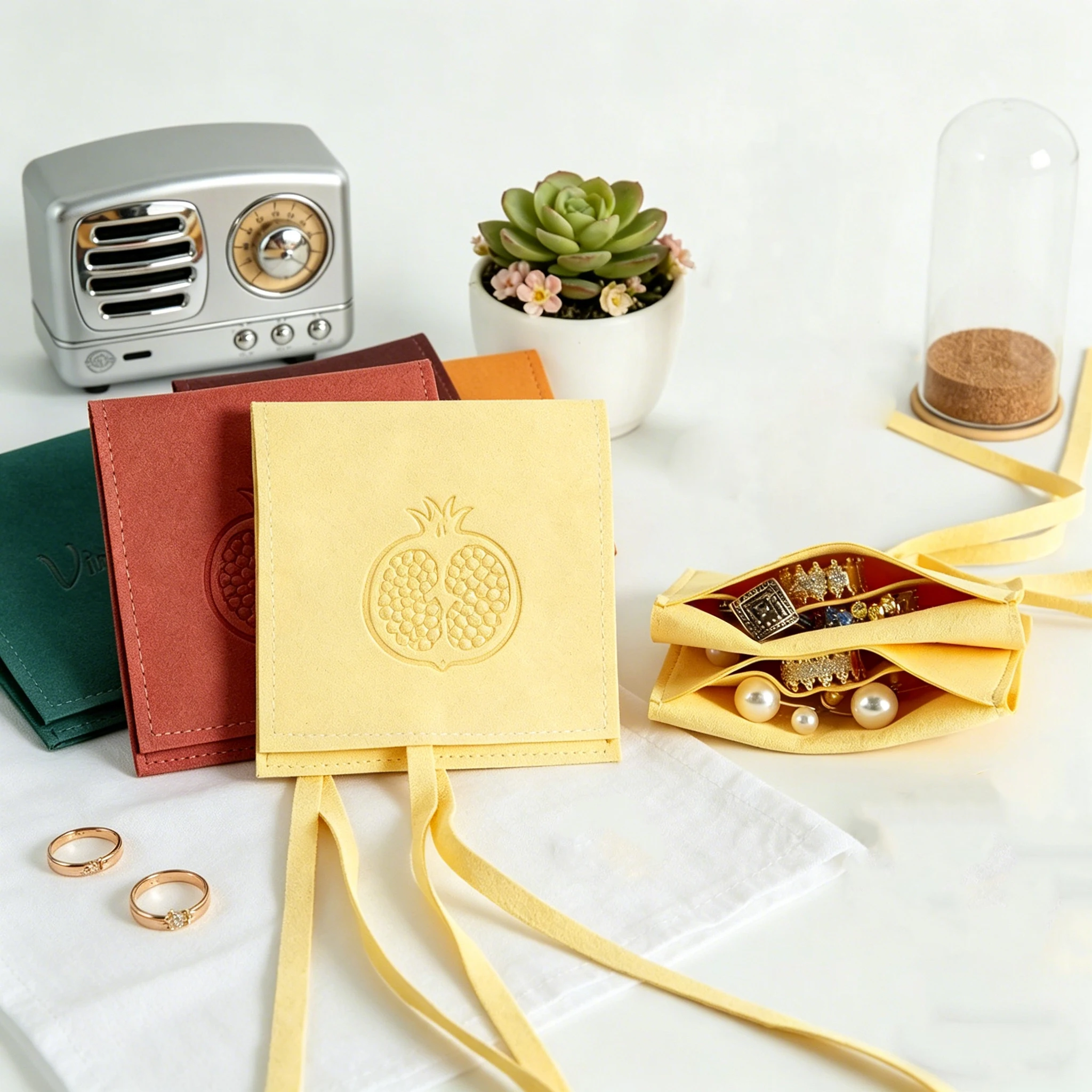 

50pcs Customized Logo Jewelry Packaging Bag with Divider Wedding Travel Earrings Rings Storage Bags Microfiber Suede Gift Pouch