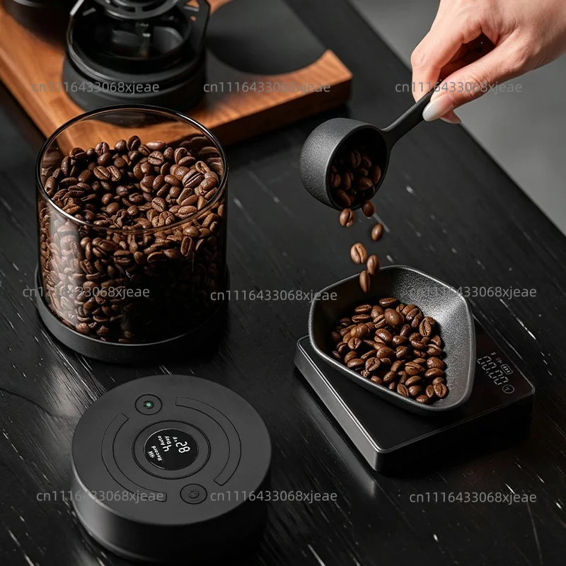 Coffee bean cans,  platinum digital display electric vacuum storage, bean cans, coffee bean sealed cans, coffee tools