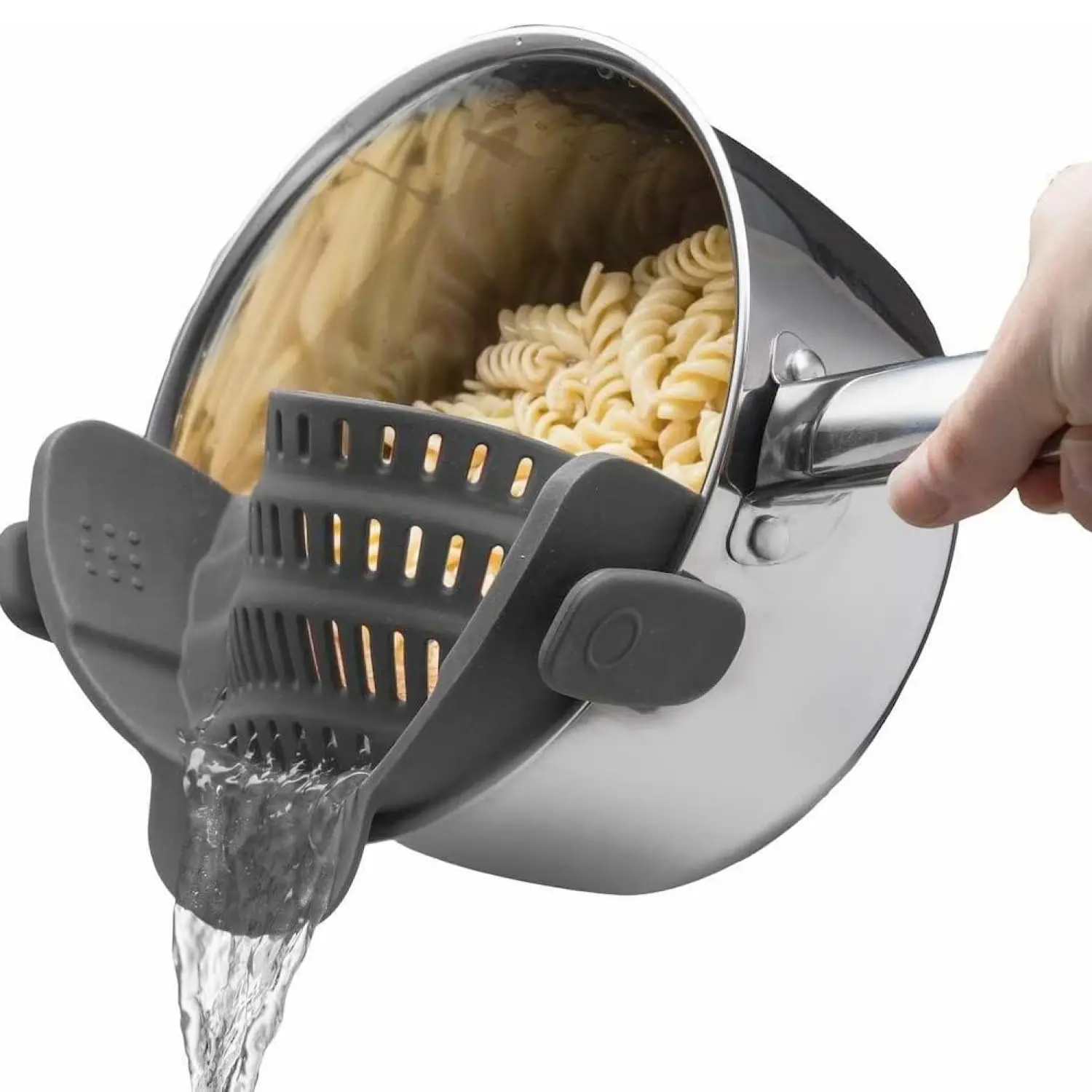 

Adjustable Silicone Clip-On Strainer - Fit for Pots & Bowls, No Electricity Needed - Ideal for Pasta, Vegetables & Fruit Drainin
