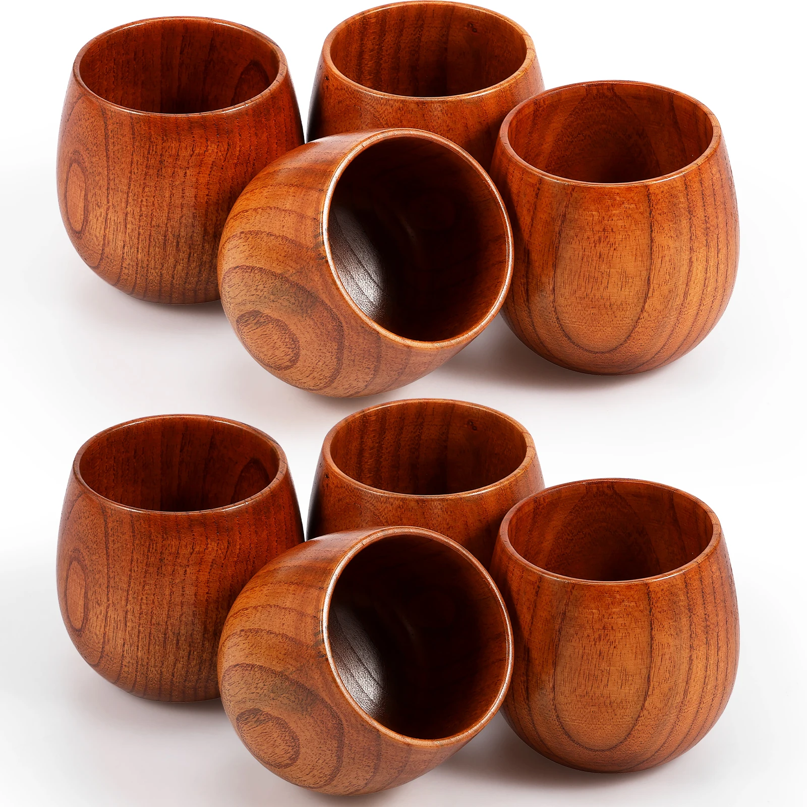 8Pcs Wooden Cups Drinking Cup Handmade Jujube Cups Beer Coffee Milk Tea Mug Handmade Natural Kitchen Bar Drinkware Cup
