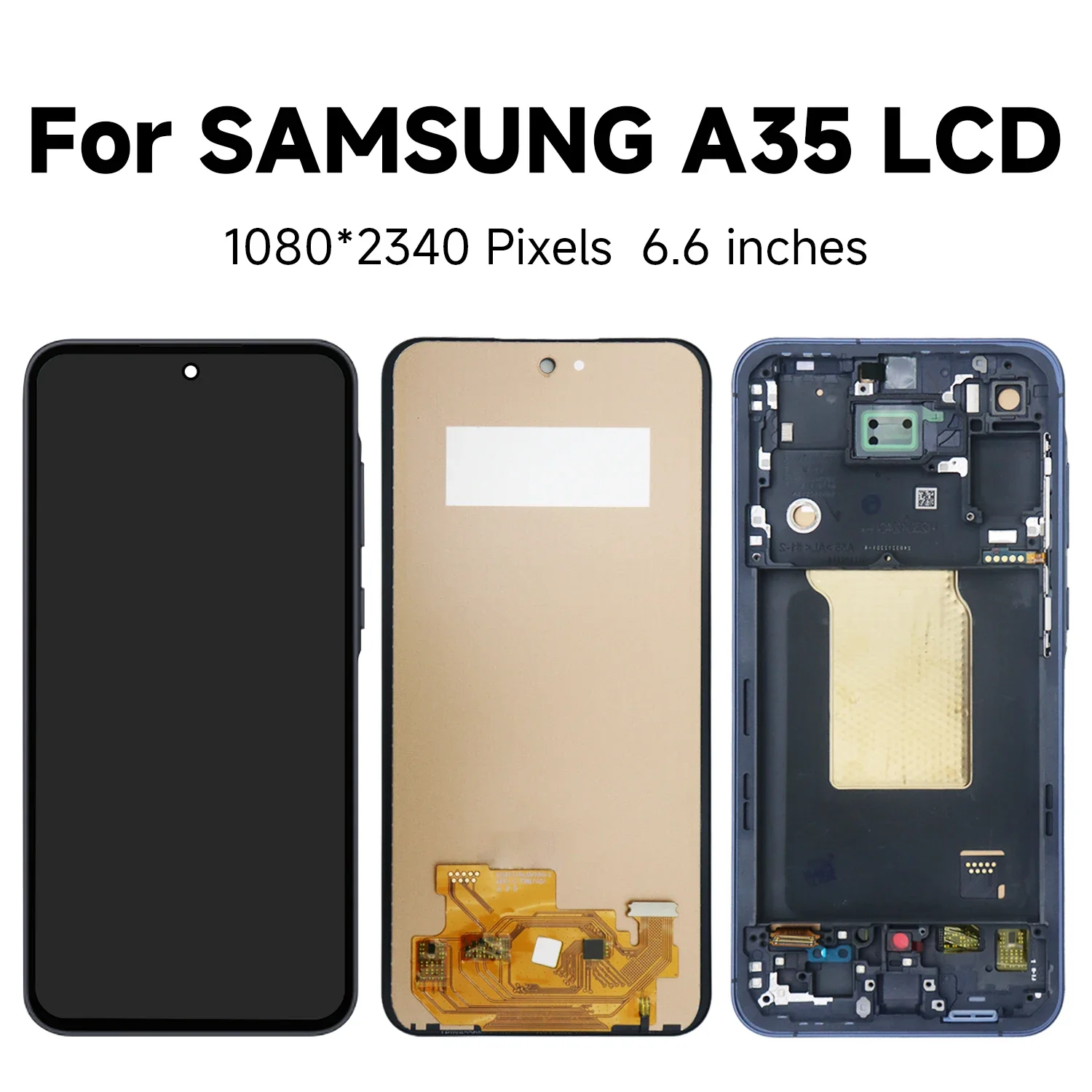 AMOLED For Samsung A35 A356B A356E A356U LCD Display Touch Screen with Frame, For Samsung A35 5G LCD