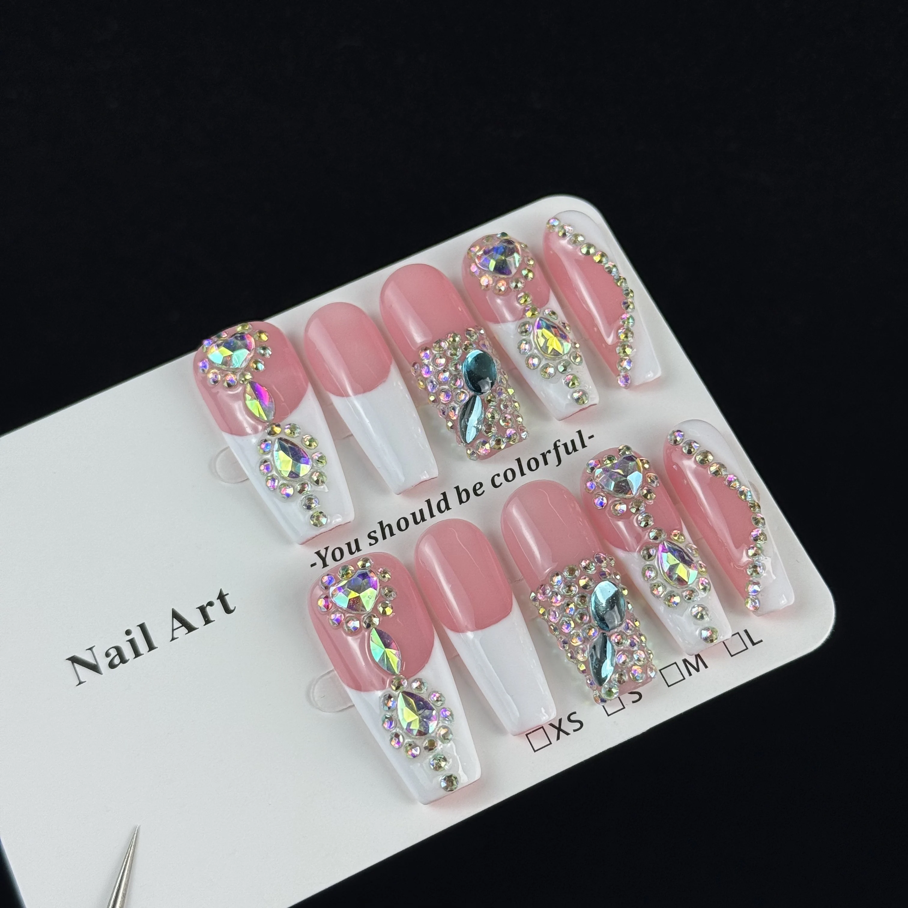 10pcs high-end Sweet and girlish style, hand-painted three-dimensional heart-shaped diamond, sparkling pile diamond handmade