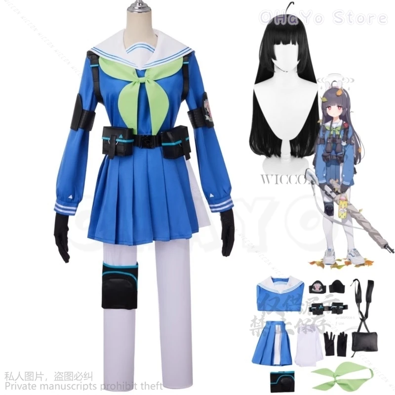 Anime Game Blue Archive Kasumisawa Miyu Cosplay Costume RABBIT4 Wig Blue JK Uniform Accessories Woman Lovely Campus Sailor Suit