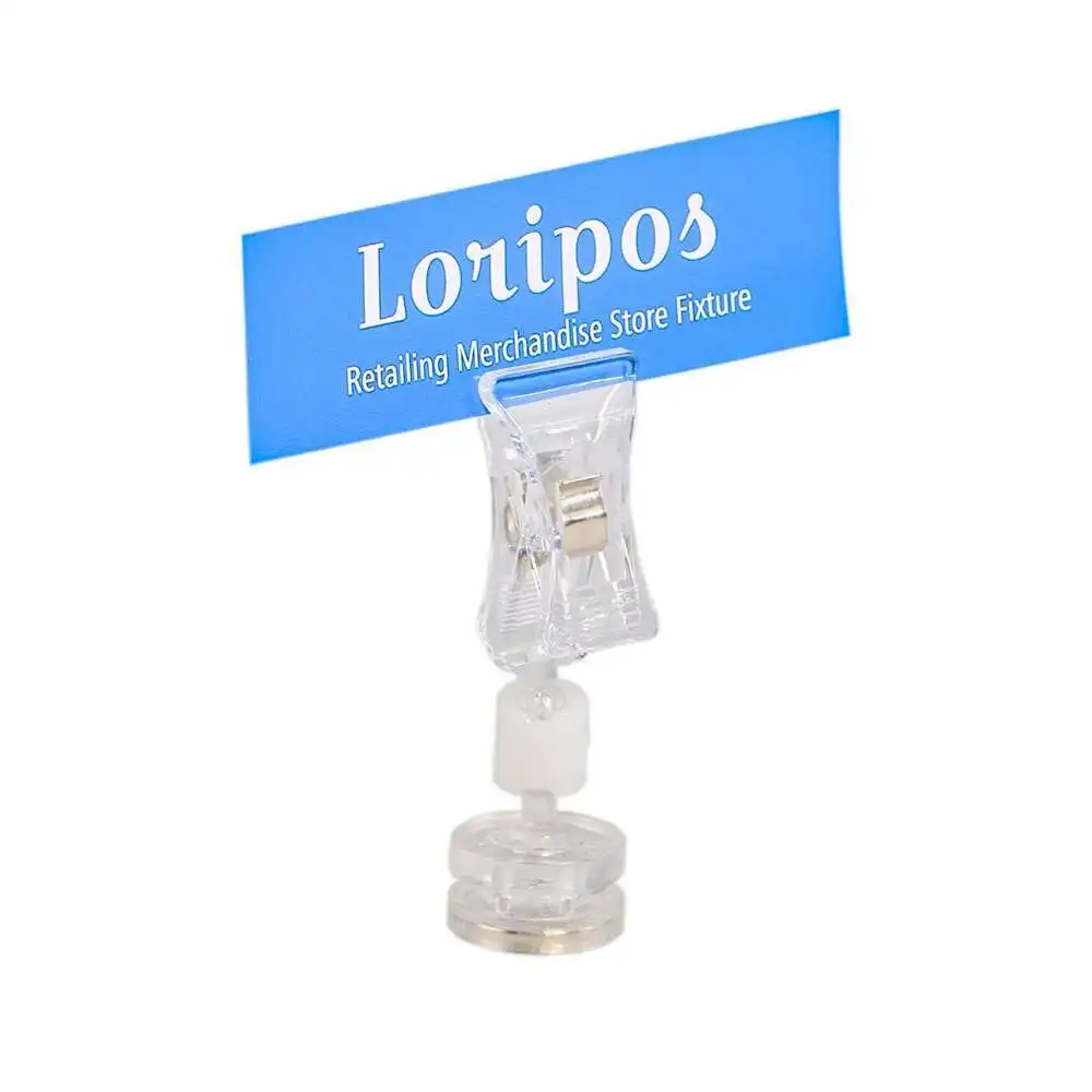 5pcs Magnet Base Display Stands Plastic Price Tag Clips Mall Advertising Label Racks | Loripos