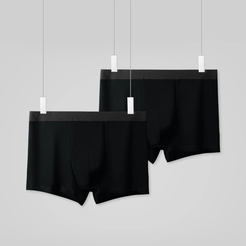 

2Pcs Men's Pure Cotton Underwear, Loose Fit, Breathable, Large Size, Comfortable Summer Thin Boxer Briefs