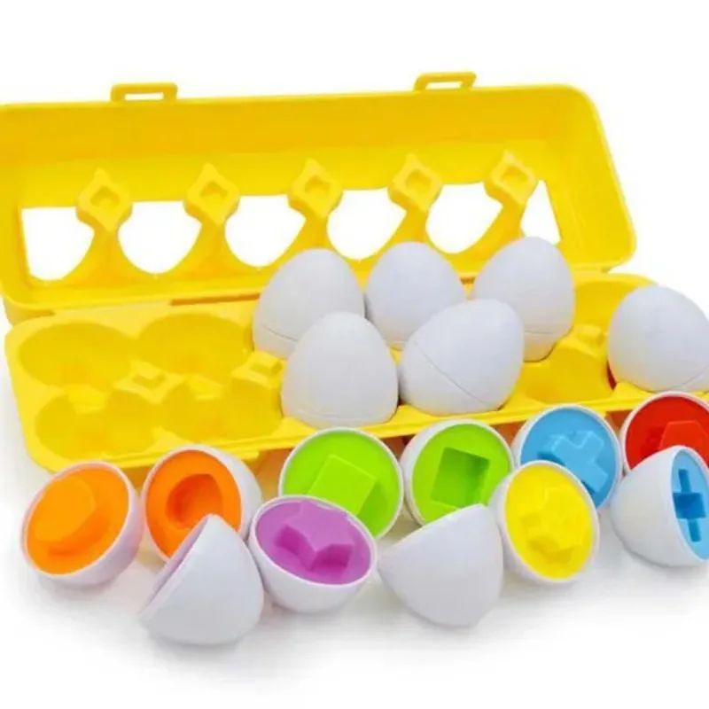 12Pcs/set Smart Egg Toy Baby Games Shape Matching Cognition Sorters Learning Educational Toys Montessori Toy for Kids Gifts