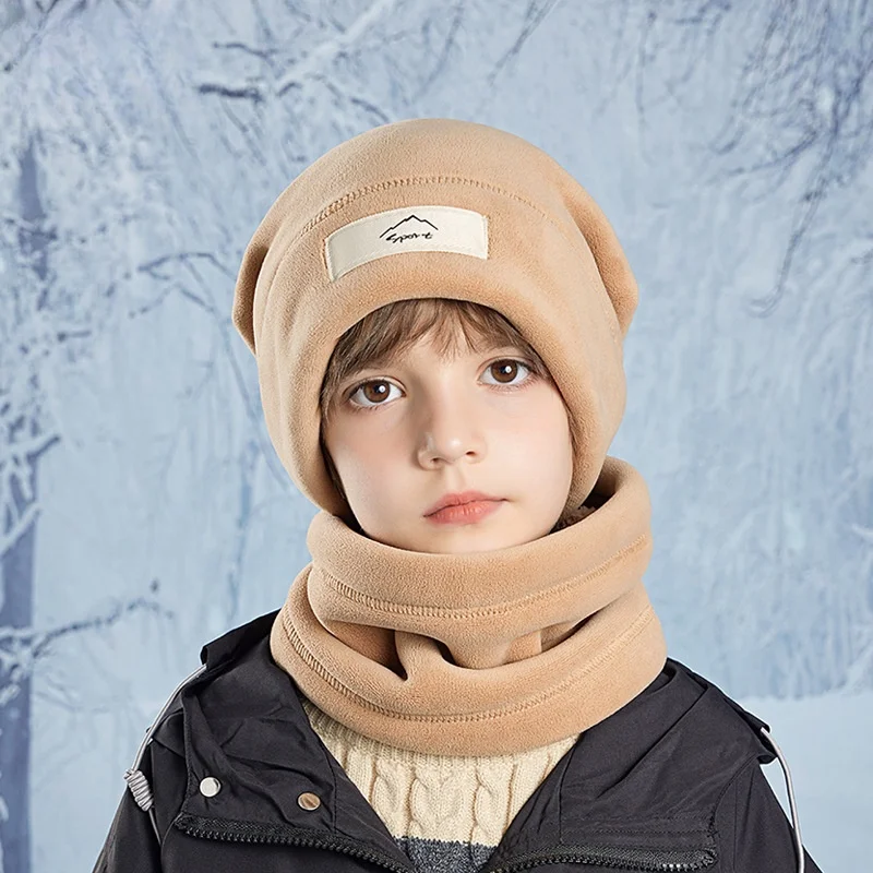 Winter hat and neck warmer set for children, warm and stylish, suitable for outdoor activities in cold weather, with ear protect