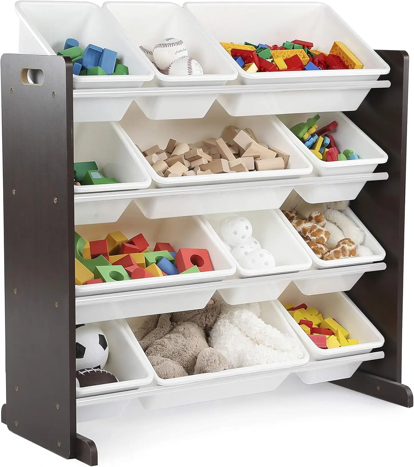 

Humble Crew Modern Toy Organizer with 12 Bins, Espresso/White