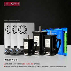 2kit 3kit 4kit NEMA23 Closed Loop System：Closed Loop Motor DC Motor + 3M Cable With Hybrid Servo Driver HBS57H & Power Supply