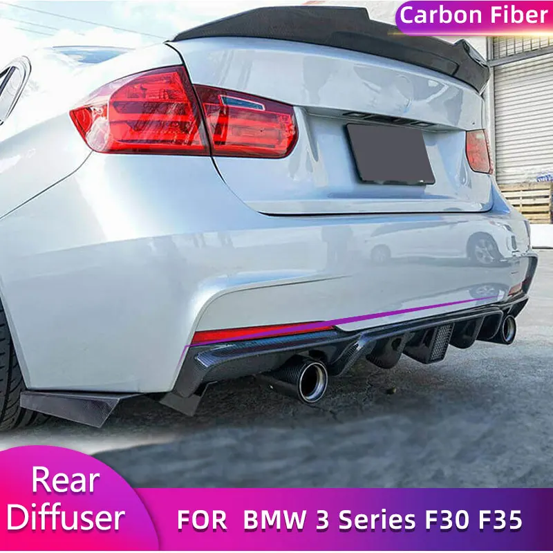 

Carbon Fiber FRP Car Rear Diffuser Lip With LED Light For BMW 3 Series F30 F35 M Sport 2012-2018 One Outlet Exhaust Both Side