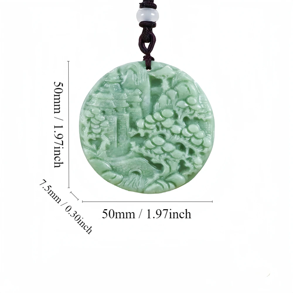 Natural Real Jade Beautiful Scenery Pendant Necklace Fashion Jewelry Luxury Accessories Chinese Carved Charm Talismans Gifts