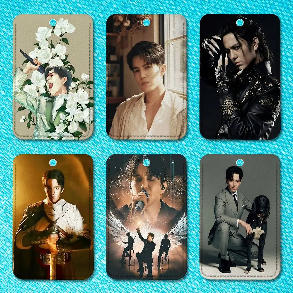 

Singer D-Dimash K-Kudaibergens Key Tag Ring Leather Card Holder Key Ring Rectangle Access Card Holder