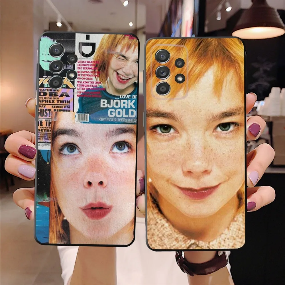 B- Bjork Singer Phone Case For SamsungS24,23,22,21,S20 Ultra Pro 10,S30Plus,S9,20lite Ultra Black Cover