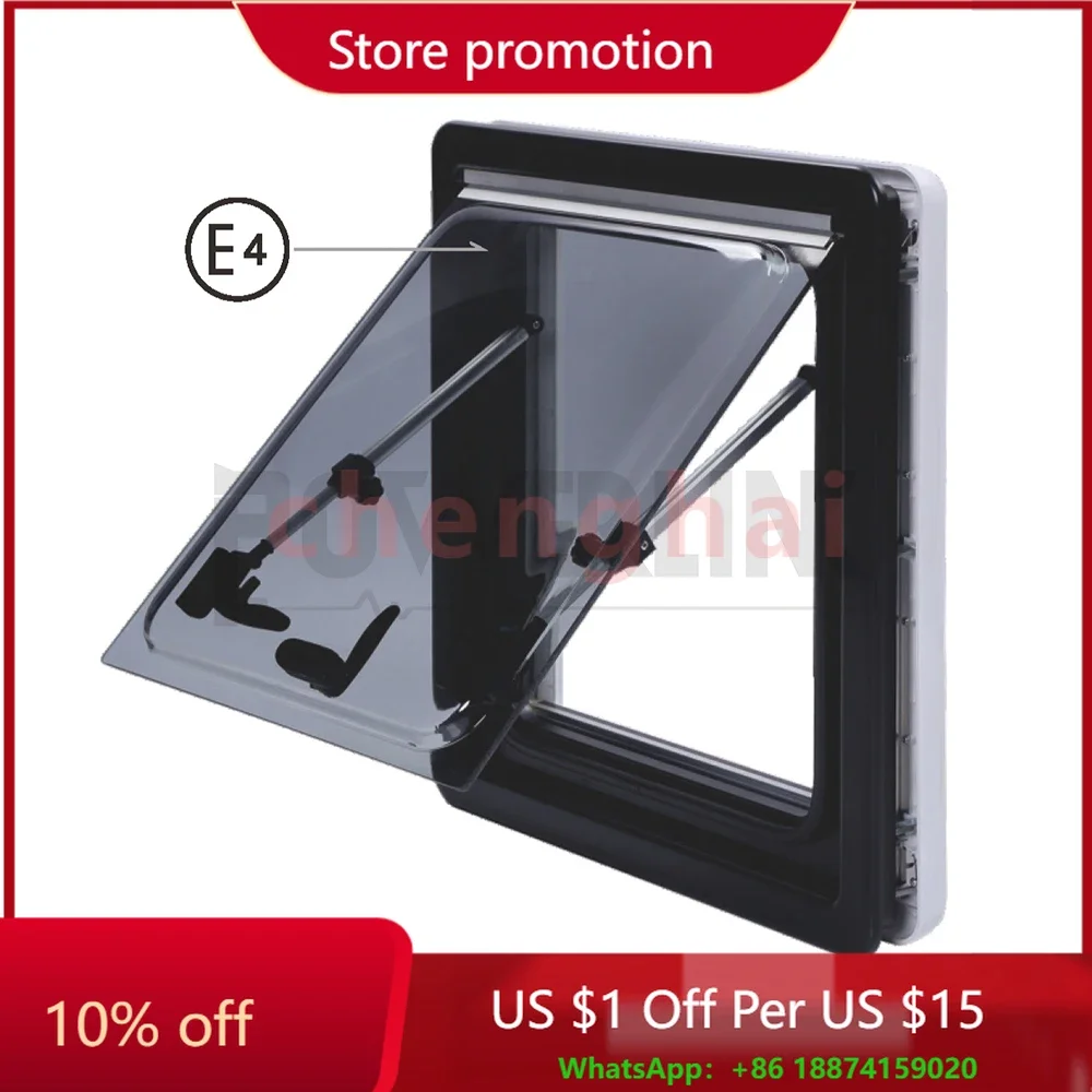 RV Window for Motorhomes and Caravans RV flat Window with integrated roller blind and fly net, ASA Frame