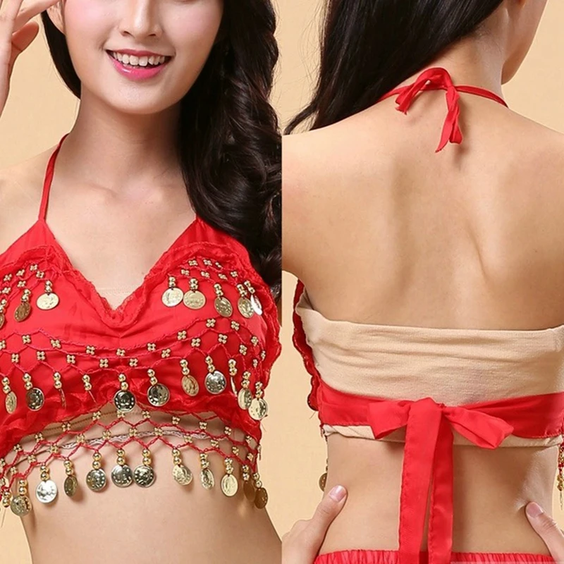 Shiny Sequins Belly Dance Bra Top Tassel Triangle Towel Sexy Women Thailand/India/Arab Dance Costumes Show Party Halter Crop Top