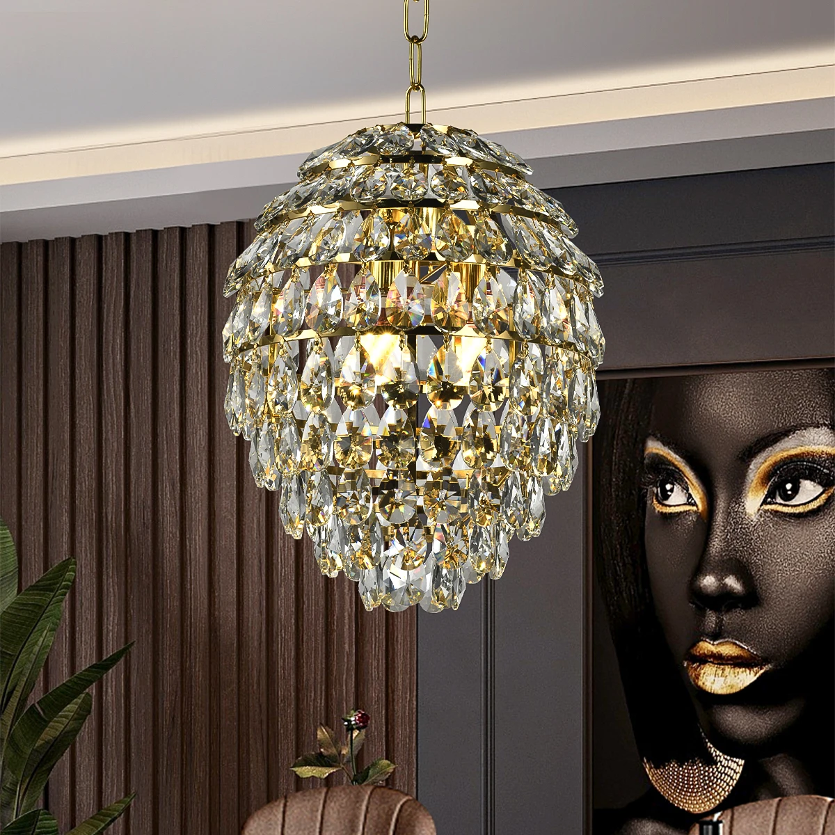 Modern raindrop-shaped K9 crystal chandelier ceiling lighting fixtures  ，decorated for bedroom Dining Rooms Living Room Corridor