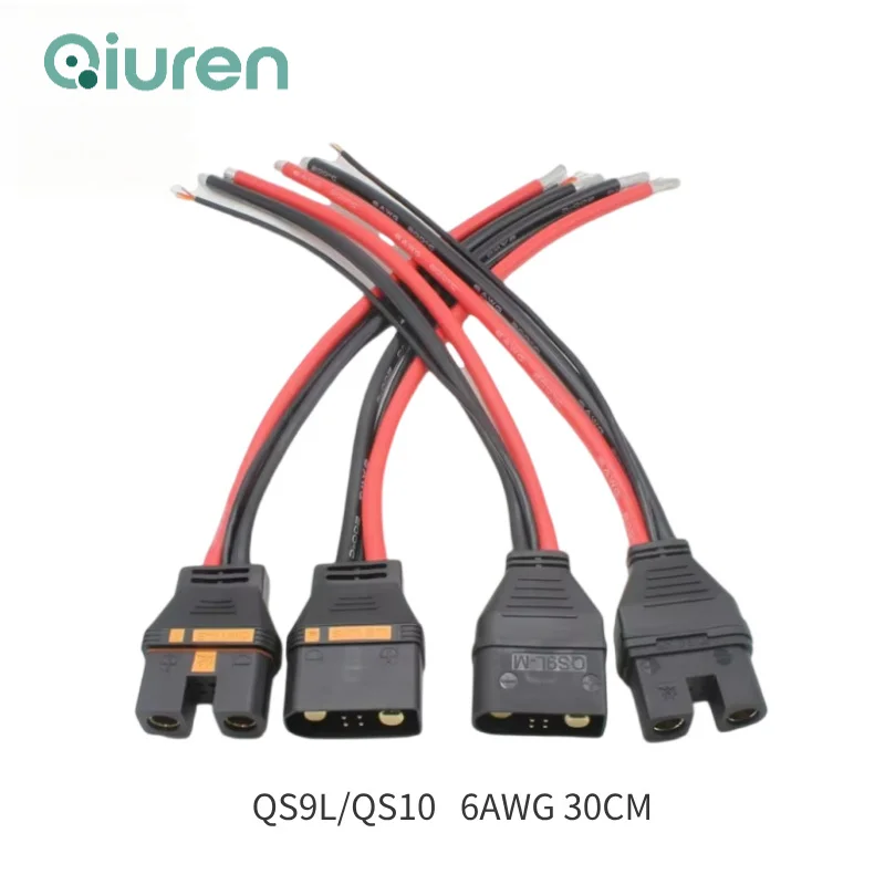 1PCS QS10-S QS9L spark-proof injection overmolded plug wire 6AWG 30CM with signal line high current connector