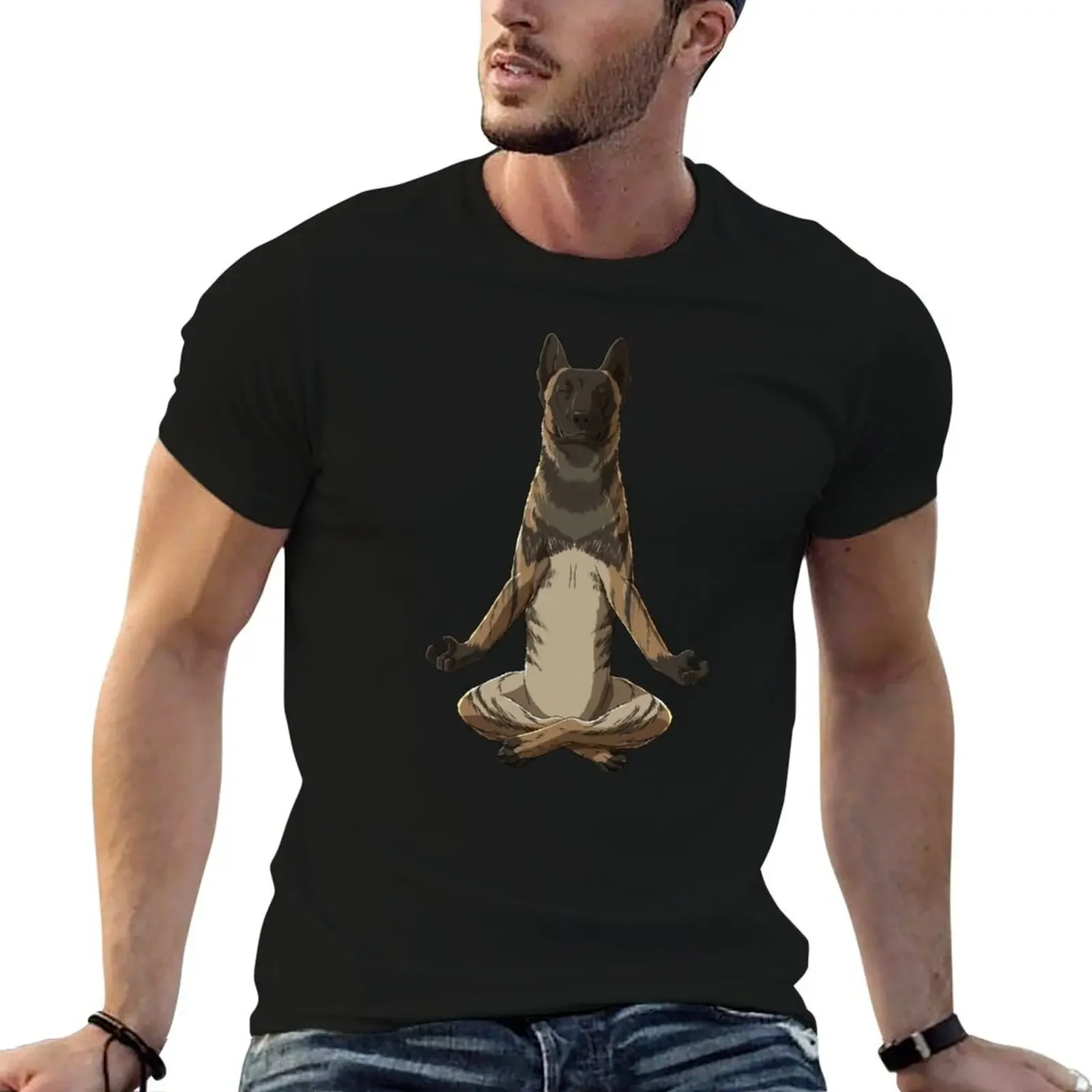 

Meditating Dutch Shepherd Dog T-Shirt vintage t shirts valentines clothes essential t shirt man clothes mens shirts graphic tee