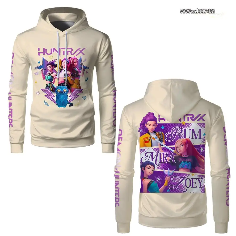 Kpop Demon Hunter Graphic Hoodies Fashion Harajuku Style Unisex Casual Long-sleeved Sweatshirts Cartoon Pattern Y2k Streetwear