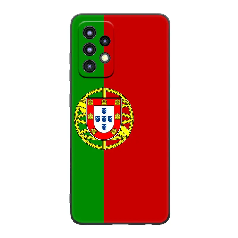 Portugal flag Black Case For Samsung Galaxy A04S A04E A12 A13 A14 A22 A23 A32 A33 A34 A50 A51 A52S A53 A54 A70 A71 A72 A73 5G