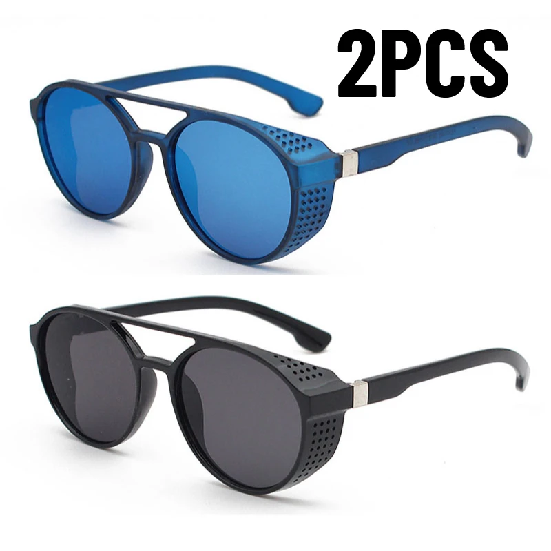 1/2PCS Classic Gothic Steampunk Sunglasses Men Women Brand Designer Shades Retro Round Driving Sun Glasses UV400 image 5