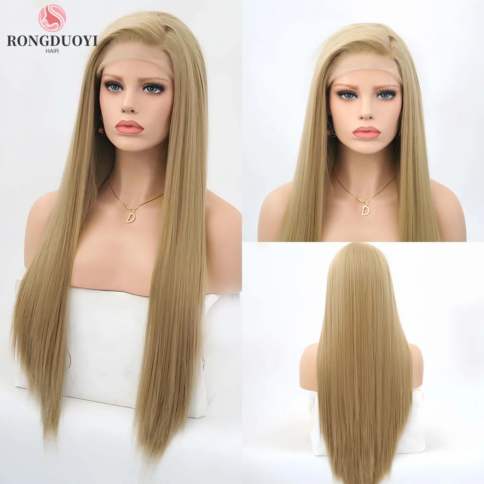 Ash Blonde Wig Long Straight Synthetic Lace Front Wig Jet Black Platinum Blonde Hair Colored Lace Frontal Wigs for Women Party