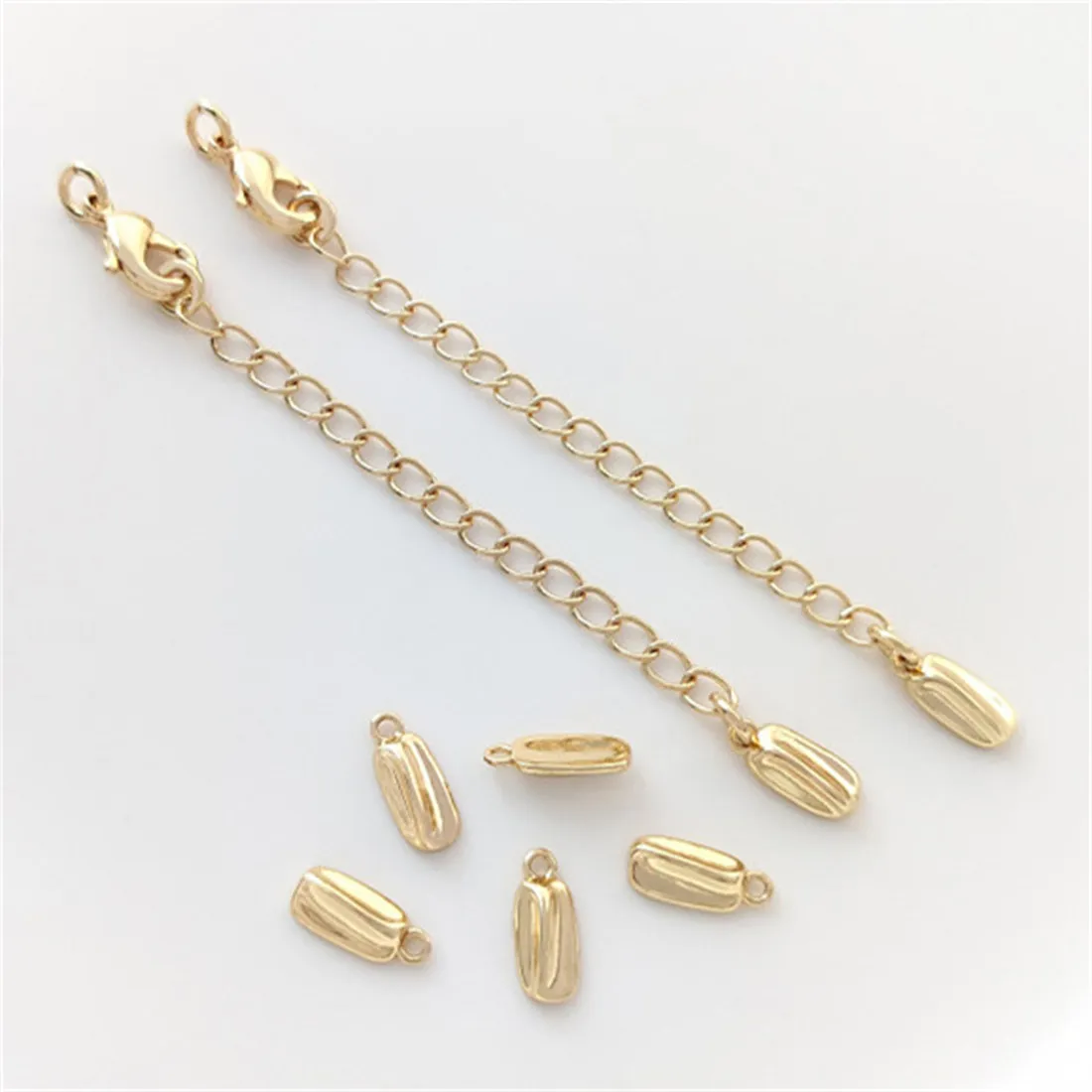 14K Gold Wrapped Lobster Buckle Tail Chain Extension Chain Coffee Bean Pendant Handmade Small Pendant DIY Jewelry Buckle Pendant