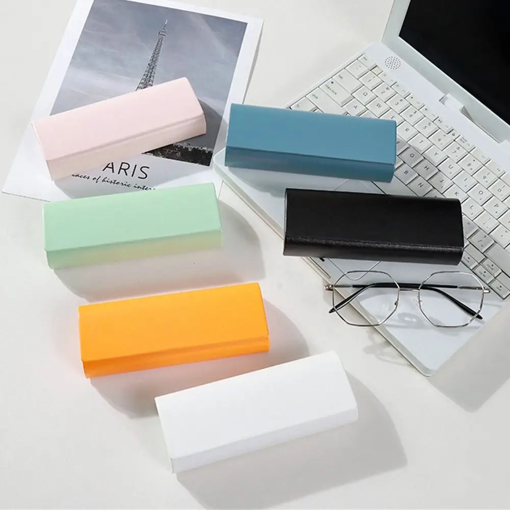 Fold-able Glasses Box Retro Pressure-Resistant Solid Color Eyeglass Cases Sunglasses Bag Unisex