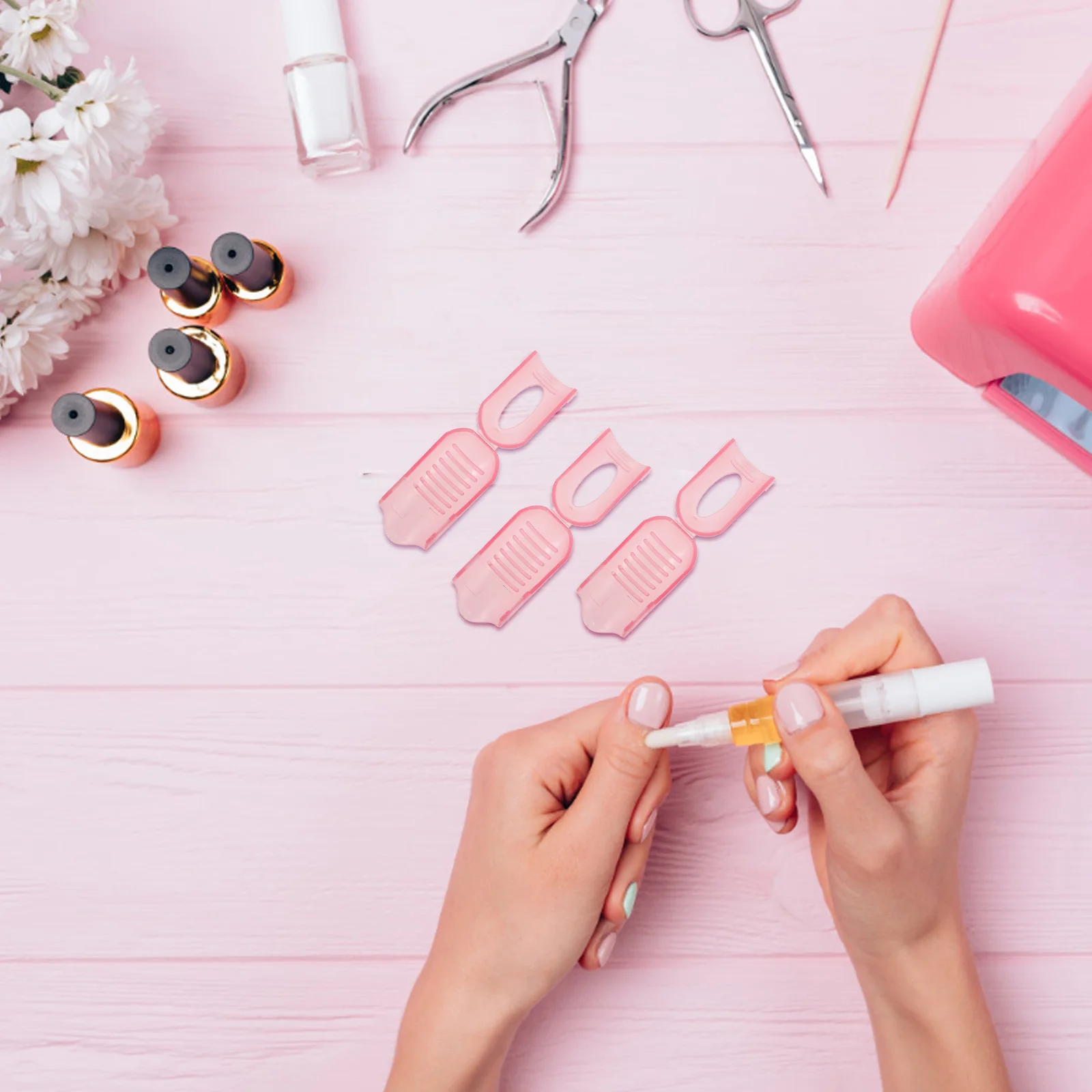 

10pcs Nail for Gel Nails Adjustable Bands Plastic Cap Removal Tool Crystal Powder Nail Remover Cap Clip Liquid