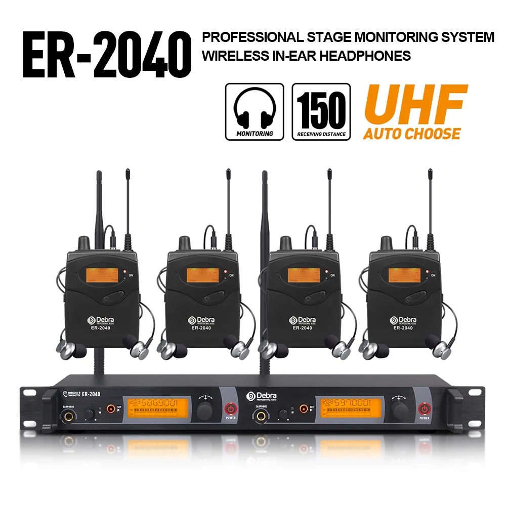 Debra ER-2040 UHF In-Ear Wireless Monitor System, Within 180 Meters Of Receiving Distance,For Multi-Person Stage Performances.